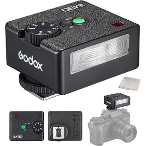 Godox iM30 Mini Flash Camera Flash, GN 15, 7 Power Levels, CCT 6500K±200K, IM 30 Mini Manual Flash Speedlite for Canon/Sony zv1/Sony zve10 /Ricoh gr3/Nikon/Fuji f1-230 Full-Power Flashes/3.6S Recycle