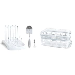 Munchkin Baby Bottle Cleaning Set with Drying Rack, Bristle Brush, and High Capacity Dishwasher Basket, 1 Pack
