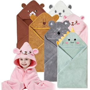 Baby Hooded Bath Towels,6 Pack Baby Bath Towel Set,Soft and Absorbent Toddler Towels with Hood for Babies,Toddler,Infant,Kids,Newborn Essential(31.5 X 31.5 Inch)