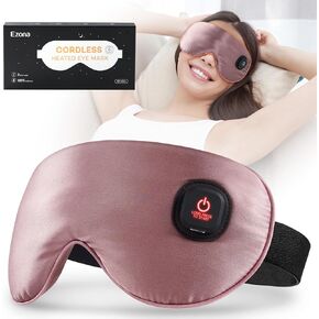 Ezona Silk Cordless Heated Eye Mask, Warm Eye Compress Mask for Dry Eyes, Washable Eye Heating Pad for Travel, Dry Eye Mask for Dry Eyes, Blepharitis, Sinus Migraine (Gray)