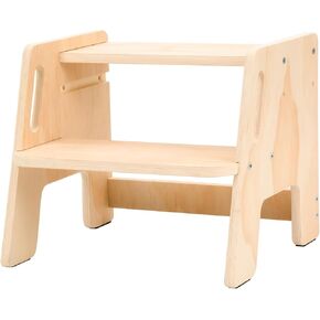 Step Stool for Toddlers, 2-Step Adjustable Height Wooden Stool with Handles,Non-Slip Squatty Potty Helper for Bathroom Sink, Kitchen, Bedroom