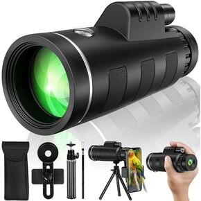 40x60 Monocular Telescope with Smartphone Adapter, Telescope for Adults High Powered, Compact Low Light Vision for Wildlife, Hunting, Camping, Travel &Outdoor Adventures