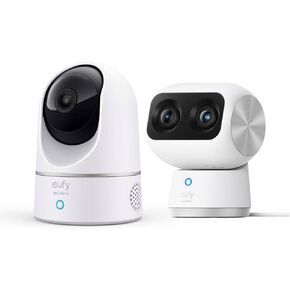 eufy Security Indoor Cam E220, Pan & Tilt, Indoor Security Camera Indoor Cam S350, Dual Cameras, 4K UHD Resolution Security Camera with 8× Zoom and 360° PTZ
