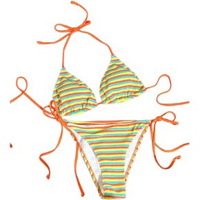 SHENHE Women's Summer 2 Piece Bikini Set Halter Triangle Tie Side Swimsuit Bathing Suit