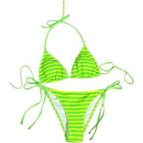 SHENHE Women's Summer 2 Piece Bikini Set Halter Triangle Tie Side Swimsuit Bathing Suit