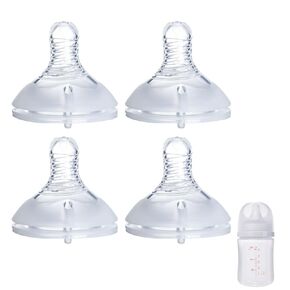 4Pack Replacement Silicone Nipple Compatible with Pigeon PP Nursing Bottle, Soft Spout Replacement for Pigeon, Easy Transition from Bottle to Cup, No Spill (M, Medium Flow)