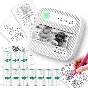 طابعة مصغرة ، طابعة ملصقات مع 10 لفات ملصقات ، طابعة Bluetooth Thermal متوافقة مع iOS & Android ، طابعة جيب صغيرة محمولة وغير قابلة للدراسة للحصول على ملاحظات الدراسة ، الصور ، DIY ، التسمية