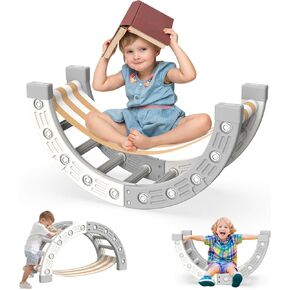 BIERUM 8in1 Pikler Triangle Set,Plastic Montessori with Comfortable Hammock,Foldable Climbing Toys for Toddlers,Climber Indoor Jungle Gyms for Toddlers(White & Grey)