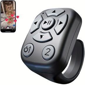 Wireless Scrolling Ring for TikTok - Bluetooth Remote Control for iPhone, iPad & Android, Fingertip Bluetooth Controller with Camera Shutter, Perfect for TikTok Videos & Music Playback (Black)