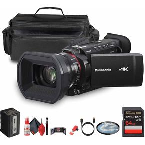 Panasonic HC-X1600 UHD 4K HDMI Lightweight Compact Camcorder with 24x Zoom (HC-X1600) + Case + 64GB Memory Card + Cleaning Kit + HDMI Cable + 62mm UV Filter + Card Wallet + Card Reader