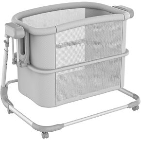 Electric Rocking Bassinet for Baby, Automatic Bluetooth Baby Bassinet with Wheels,4 Height Adjustable Baby Bassinets Bedside Sleeper, 5-Speed Swing Smart Infant Newborn Rolling Crib