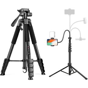 Victiv 86" Tall Tripod for iPhone with Flexible Gooseneck & Remote, 68" Tablet Tripod with Wireless Remote & 2 in 1 Mount