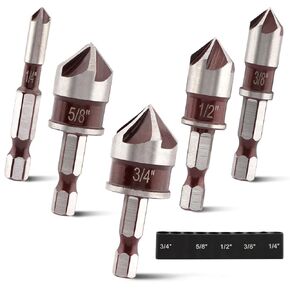 5pcs cumberink مجموعة بت ، 5 ، قاطع مطحنة الناي قاطع الخشب الرقائقي بالوعة للمعادن ، 82 درجة حفر الخشب مجموعة لقطات خشبية ، لوح الألياف ، لوحة الجسيمات ، الخشب الرقائقي ، البلاستيك