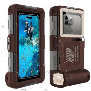 Waterproof Snorkeling Diving Phone Case for iPhone 11/12/13/15/16 Pro Max and Samsung Galaxy Note10/9/8/S23/9/8 Ultra Plus Professional [15m/50ft] Photo Video Cover (Chocolate/Beige)
