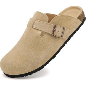 Womens Clogs Soft Leather Mules Cork Footbed Sandals Non-Slip Comfort Potato Shoes in Kuwait