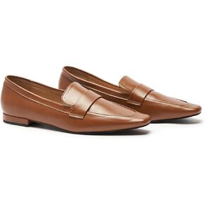 C.Paravano Women's Flat Loafers, Slip-on Penny Loafers for Formal & Casual Wear, Square Toe Comfort Flats for Office
