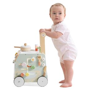 ROBUD Wooden Baby Push Walker, Learning Walking Toys, Adjustable Height Baby Walker with Decelerator, Montessori Toys for Babyaged 12 Months+, WRP24