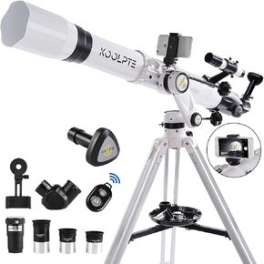 Telescope with Digital Eyepiece - Astronomy Refracting Telescope 90mm Aperture 900mm Vertisteel Altazimuth Mount, Compact and Powerful for Beginners,Professionals and Kids, Perfect for Observing White