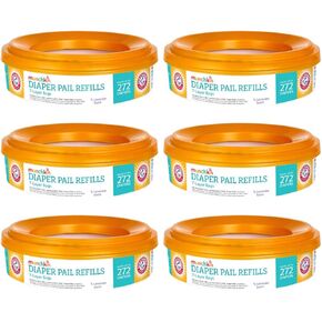 6 Munchkin A&H Diaper Pail Refill Rings, Each Holds up to 272 Newborn Diapers, 6 Pack