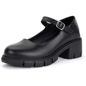 IDIFU IN2 Platform Mary Janes Shoes Closed Round Toe Low Short Block Chunky Thick Heels Wedding Prom Formal Work Graduation Dress Shoes for Women Comfortable Cute Vintage Oxfords Uniform Dressy Pumps