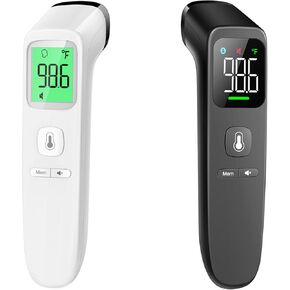 No-Touch Thermometer for Adults and Kids - LCD White & LED Black