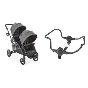 Contours Options Elite V2 Convertible Tandem Double Stroller and Infant Car Seat Adapter Bundle - Reversible Easy-Lift Seats, Spacious Seating, Stadium-Style, Height Adjustable Handle, Standing Fold