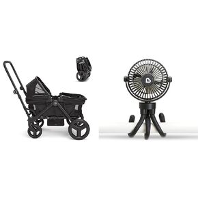 Munchkin Stroller Wagon and Stroller Fan - Baby Travel Gear for The Beach, Shopping Trips, Parks and More, Black