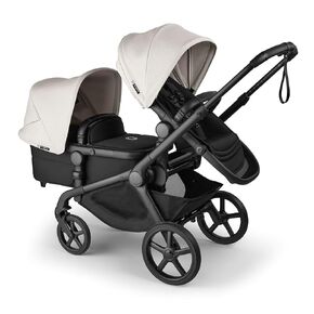 Bugaboo Kangaroo All-Terrain Single-to-Double Tandem Stroller for Infant and Toddler and Kangaroo Sibling Seat for Second Child, One-Hand Operation, Large Bassinet, XL Underseat Storage (Misty White)