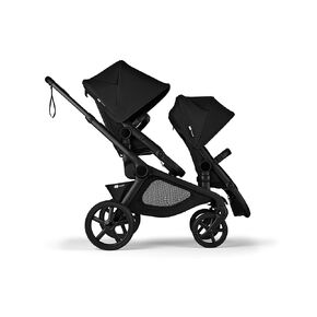 Bugaboo Kangaroo All-Terrain Single-to-Double Tandem Stroller for Infant and Toddler and Kangaroo Sibling Seat for Second Child, One-Hand Operation, Large Bassinet, XL Underseat Storage,Midnight Black