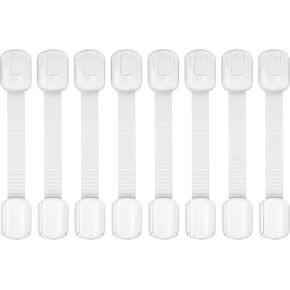 Child Safety Cabinet Locks, 8-Pack, Easy Install with 3M Adhesive, No Screws or Drilling, Multi-Purpose Latches for Cabinets, Drawers, Doors, Kitchen, Ovens, Toilets