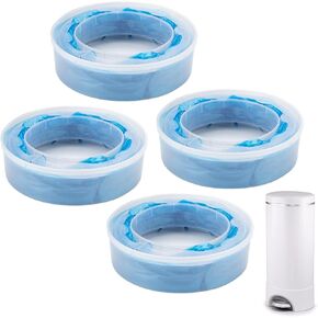 4 Pack Diaper Pail Refill Bags Compatible with Munchkin Step Diaper Pail, Refill Rings for Arm&Hammer Disposal System, Holds up to 2,176 Newborn Diapers, Lock Odor, Seal and Toss Diaper Pail Refills