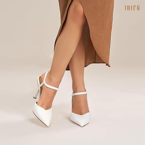 IDIFU IN4 Slingback Heels for Women Stiletto High Pumps Pointed Closed Toe Strappy Sexy Heels Women's Dress Shoes for Bride Wedding Prom Night Dressy Comfortable Ankle Strap Pumps in Saudi Arabia