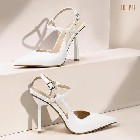 IDIFU IN4 Slingback Heels for Women Stiletto High Pumps Pointed Closed Toe Strappy Sexy Heels Women's Dress Shoes for Bride Wedding Prom Night Dressy Comfortable Ankle Strap Pumps in Saudi Arabia
