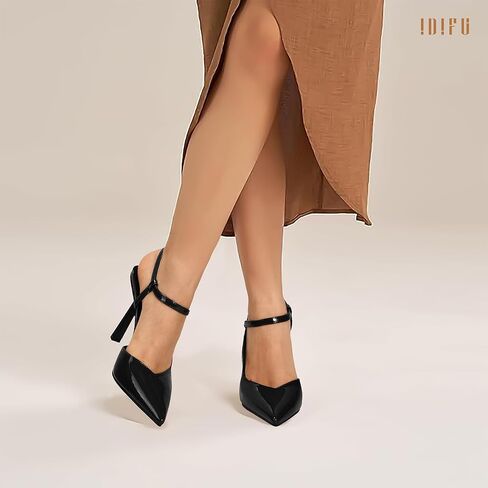 idifu in4 الكعوب المربوطة للنساء الخنجرات عالية المضخات المدببة المغلقة من اصبع القدم المثيرة strappy كعبا من النساء اللباس للعروس ليلة حفلة موسيقية أنيقة مريحة حزام الكاحل مريحة in Kuwait