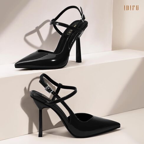 idifu in4 الكعوب المربوطة للنساء الخنجرات عالية المضخات المدببة المغلقة من اصبع القدم المثيرة strappy كعبا من النساء اللباس للعروس ليلة حفلة موسيقية أنيقة مريحة حزام الكاحل مريحة in Kuwait
