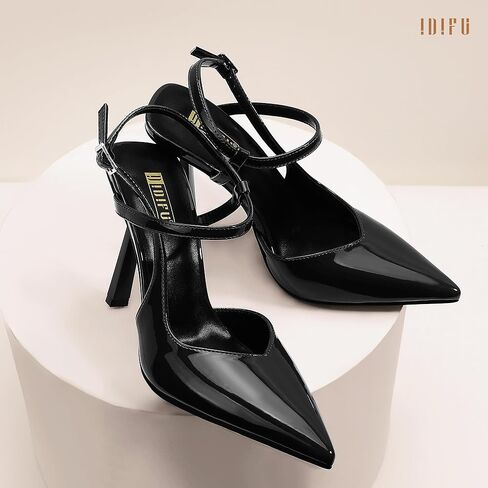 idifu in4 الكعوب المربوطة للنساء الخنجرات عالية المضخات المدببة المغلقة من اصبع القدم المثيرة strappy كعبا من النساء اللباس للعروس ليلة حفلة موسيقية أنيقة مريحة حزام الكاحل مريحة in Kuwait