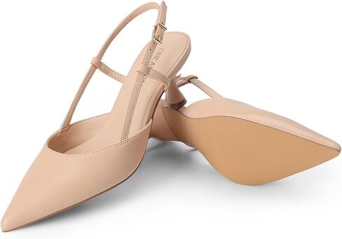 DREAM PAIRS Women's Slingback Kitten Heels Closed Pointed Toe Low Stiletto Heels Dress Bridal Party Wedding Pumps Shoes in Saudi Arabia