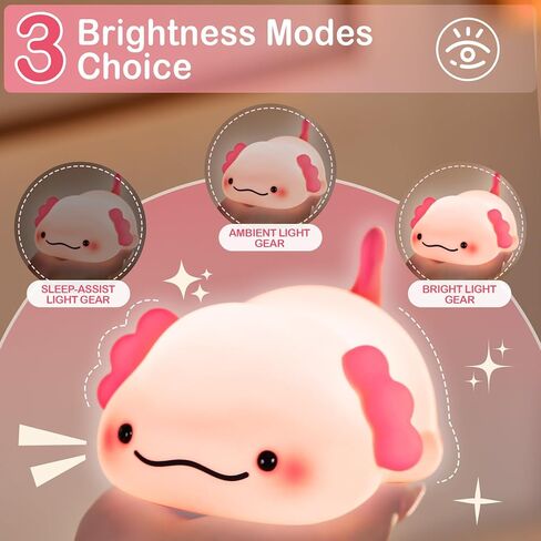 Axolotl Light Light للأطفال ، مصباح اسفنجي لطيف القابل لإعادة الشحن - سيليكون رائعتين عيد الميلاد الهدايا للأطفال in Kuwait