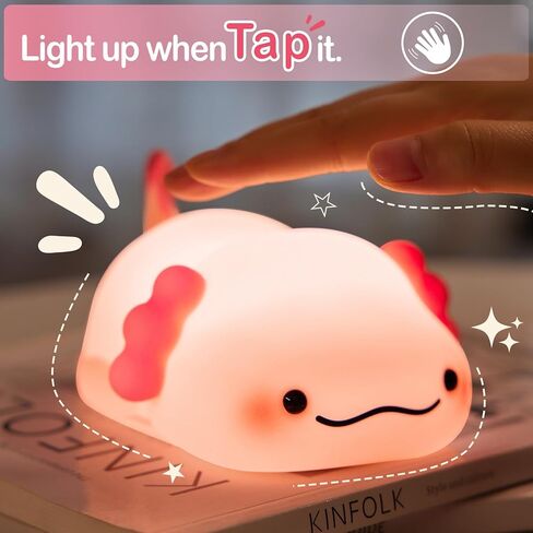 Axolotl Light Light للأطفال ، مصباح اسفنجي لطيف القابل لإعادة الشحن - سيليكون رائعتين عيد الميلاد الهدايا للأطفال in Kuwait
