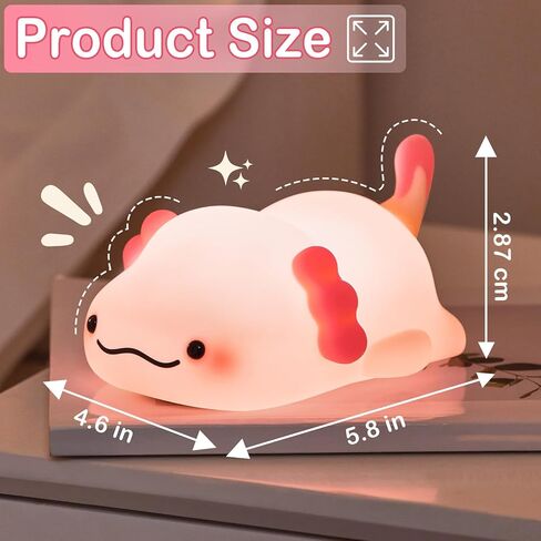 Axolotl Light Light للأطفال ، مصباح اسفنجي لطيف القابل لإعادة الشحن - سيليكون رائعتين عيد الميلاد الهدايا للأطفال in Kuwait