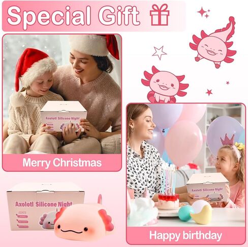 Axolotl Light Light للأطفال ، مصباح اسفنجي لطيف القابل لإعادة الشحن - سيليكون رائعتين عيد الميلاد الهدايا للأطفال in Kuwait