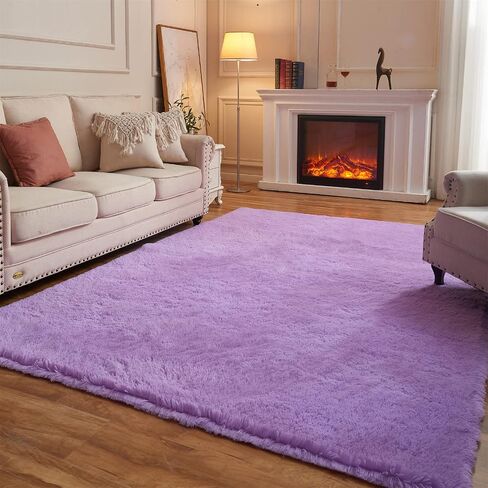 Arbosofe Area Rugs Shaggy Rugs Fluffy Carpets, 9x12 Feet Purple, Modern Plush Carpets for Living Room Bedroom for Kids Girls and Boys, Playroom, and Nursery Room Home Decor in Saudi Arabia