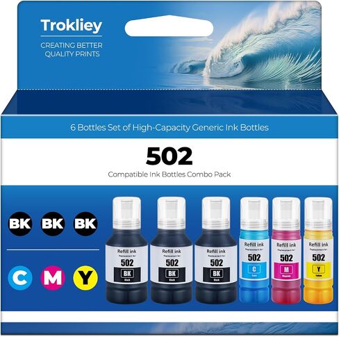 زجاجات إعادة تعبئة الحبر 502 ET-2760 ET-2850 ET-3850 بديلة لزجاجات حبر Epson 502 (5 عبوات) لـ Ecotank ET-3760 ET-4760 ET-4850 2850 2760 3760 ET-3830 ET-3843 ET-2750 ET-3750 ET4750 طابعة ET-15000 in Saudi Arabia