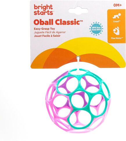 Bright Starts Oball Easy Grasp Classic Ball Infant Toy in Pink/Purple, Age Newborn and up. 4 Inches in Saudi Arabia