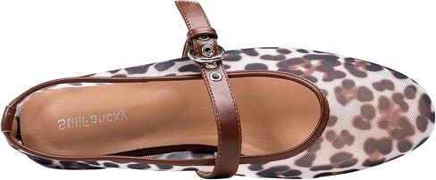 Leopard Flats for Women Mesh Ballet Flats Mary Jane Animal Print Shoes Slip On Casual Breathable Ballerina Flats in Kuwait