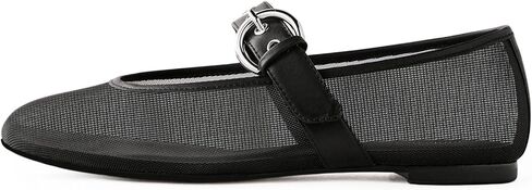 Leopard Mesh Flats for Women Round Toe Mary Jane Ballet Flats Buckle Strap Slip On Casual Breathable Ballerina Shoes in Kuwait