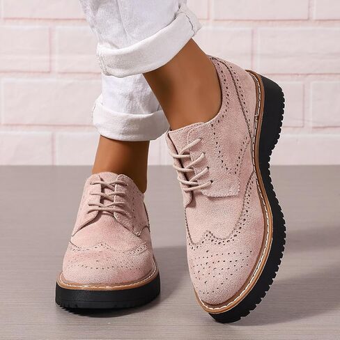 نساء Oxfords منصة الدانتيل Oxford أحذية الفتيات السيدات النساء غير الرسميات الجناحين Brogue Oxfords in Kuwait