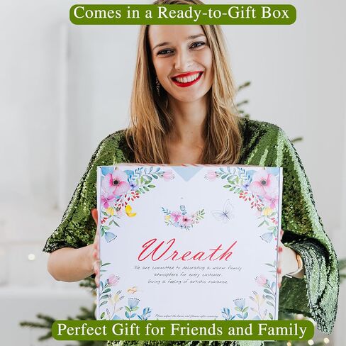 Lambs Ear Wreaths for Front Door All Season, 20" Spring Summer Wreath with Lavender Bow, Green Handmade Farmhouse Wreath for Home Decor Pocrh Wall in Saudi Arabia