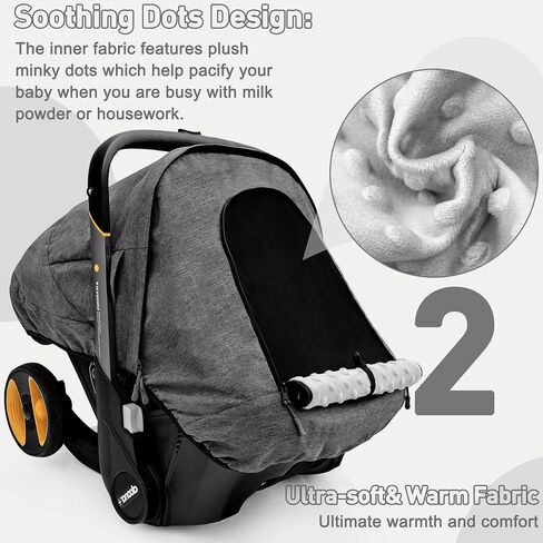 Waterproof Baby Car Seat Cover Compatible with Doona Car Seat and Stroller,Patented Windproof Car Seat Canopy for Boys & Girls, Keeps Babies Warm and Coz(Gray) in Saudi Arabia