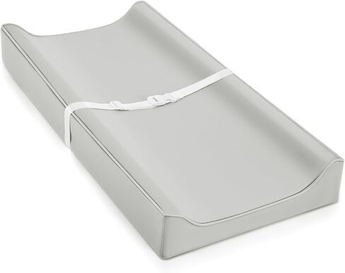 Vegan Leather Waterproof Baby Changing Pad - Wipeable, Extra Thick & Portable & Non-Slip Diaper Mat for Dresser, Crib, Travel | Soft & Safe (Gray) in Kuwait
